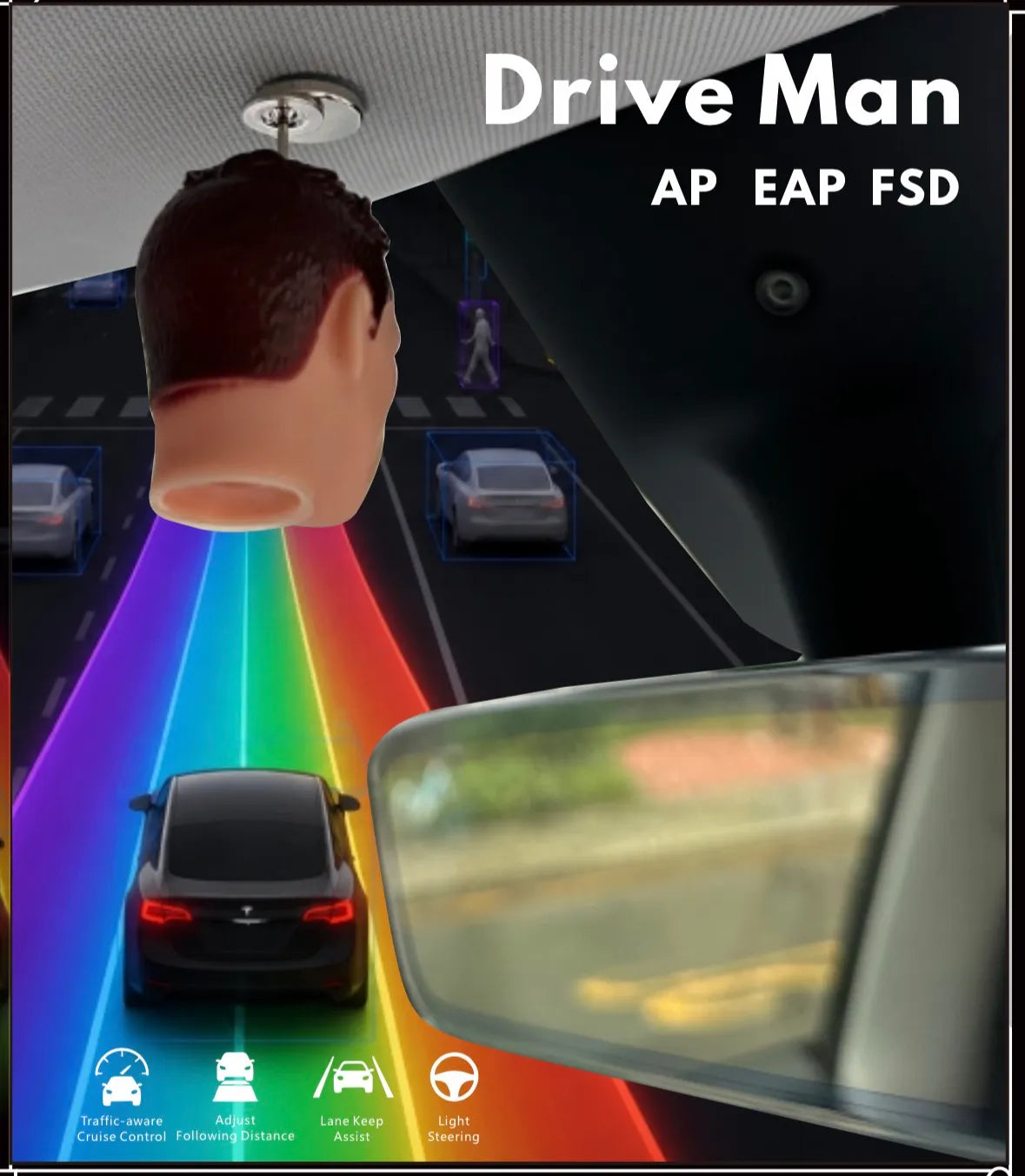 Easy to install FSD Do-Not-Disturb Modification Solution, Perfect Modified Figurine, Fits Model 3 / Model Y /Model S/Model X/Cybertruck, Free Shipping