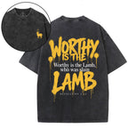 Worthy Is The Lamb Christian Washed T-Shirt