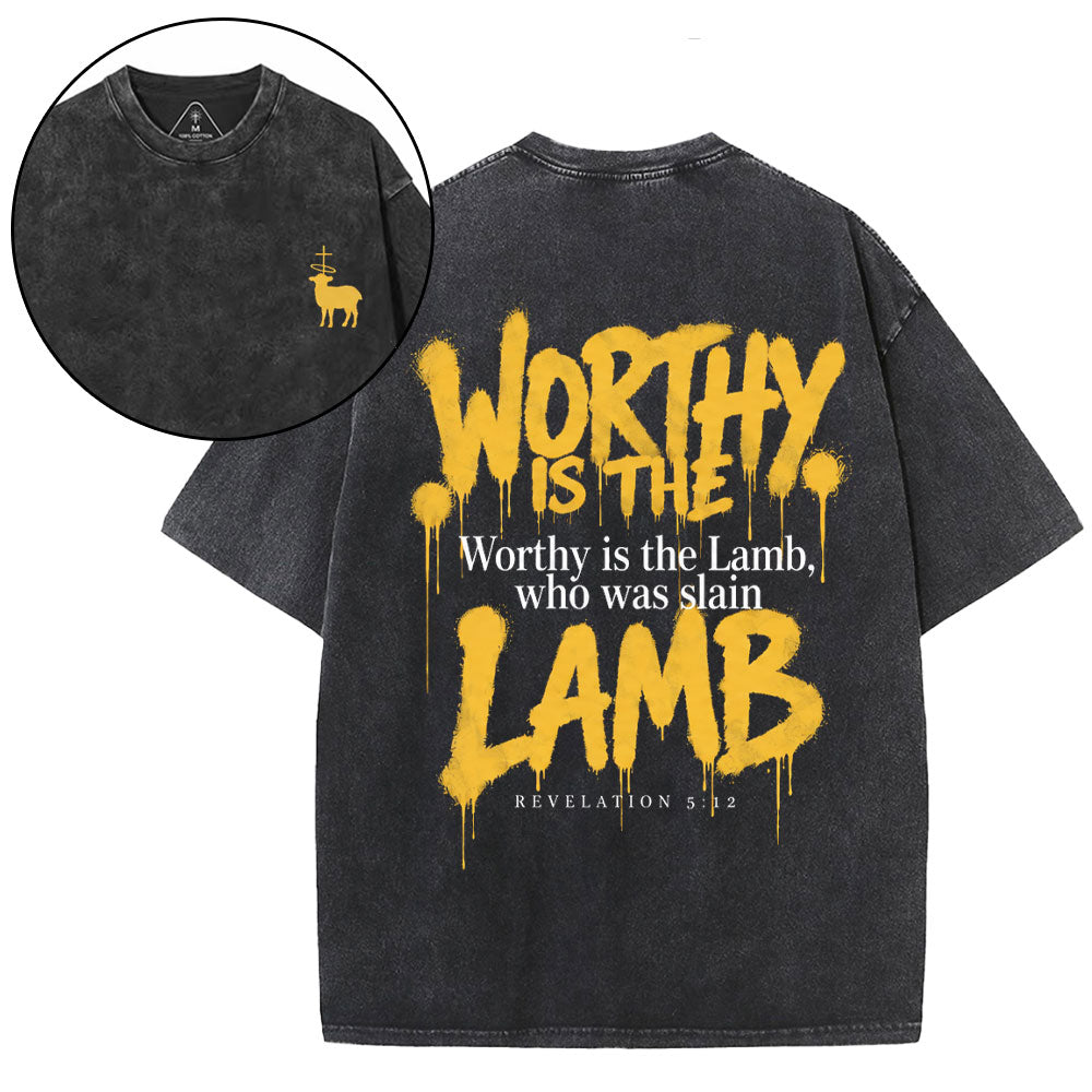 Worthy Is The Lamb Christian Washed T-Shirt