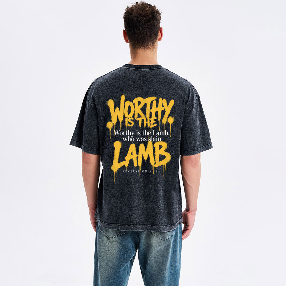 Worthy Is The Lamb Christian Washed T-Shirt