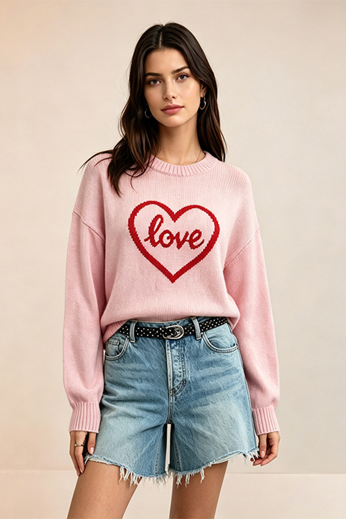 Women’s Love Heart Knit Sweater