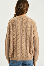 Women’s Textured Cable Knit V-Neck Sweater