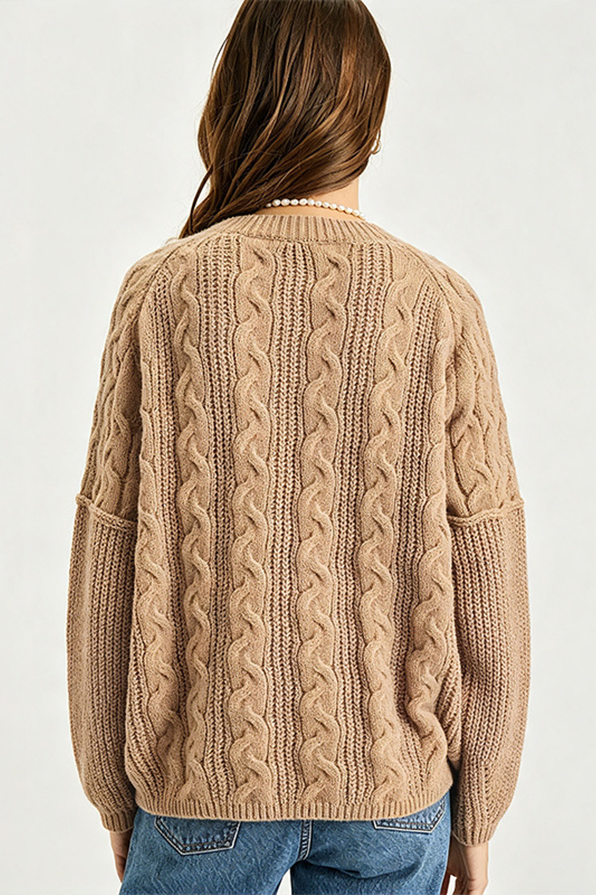 Women’s Textured Cable Knit V-Neck Sweater