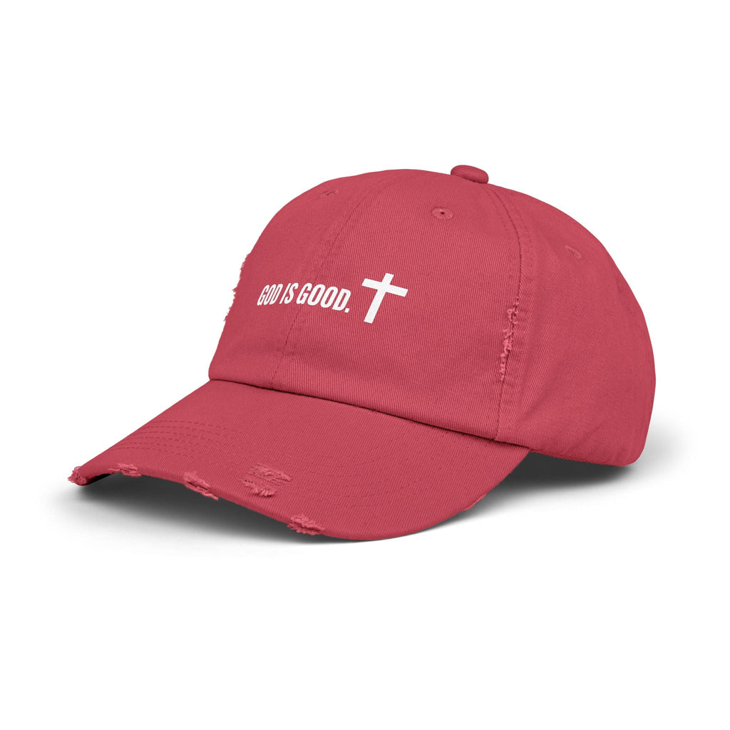 Cap - God is Good Quote - Unisex Distressed Cap