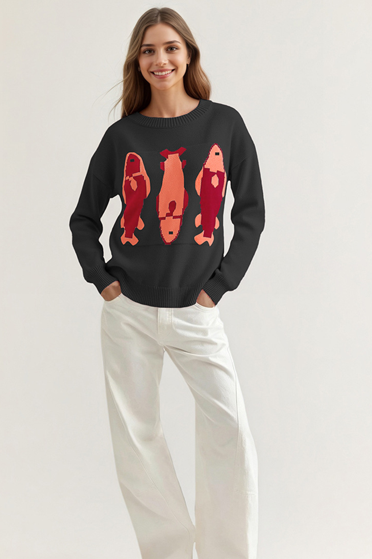 Women’s Fish Graphic Knit Sweater