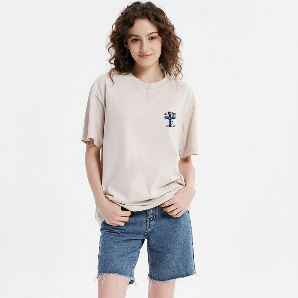 All Things Through Christ Strength Within Christian Washed T-Shirt