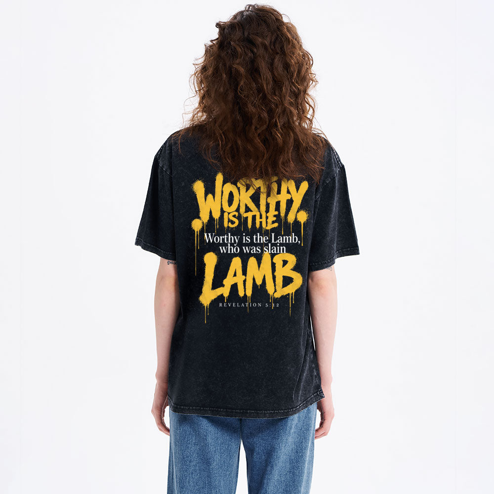 Worthy Is The Lamb Christian Washed T-Shirt