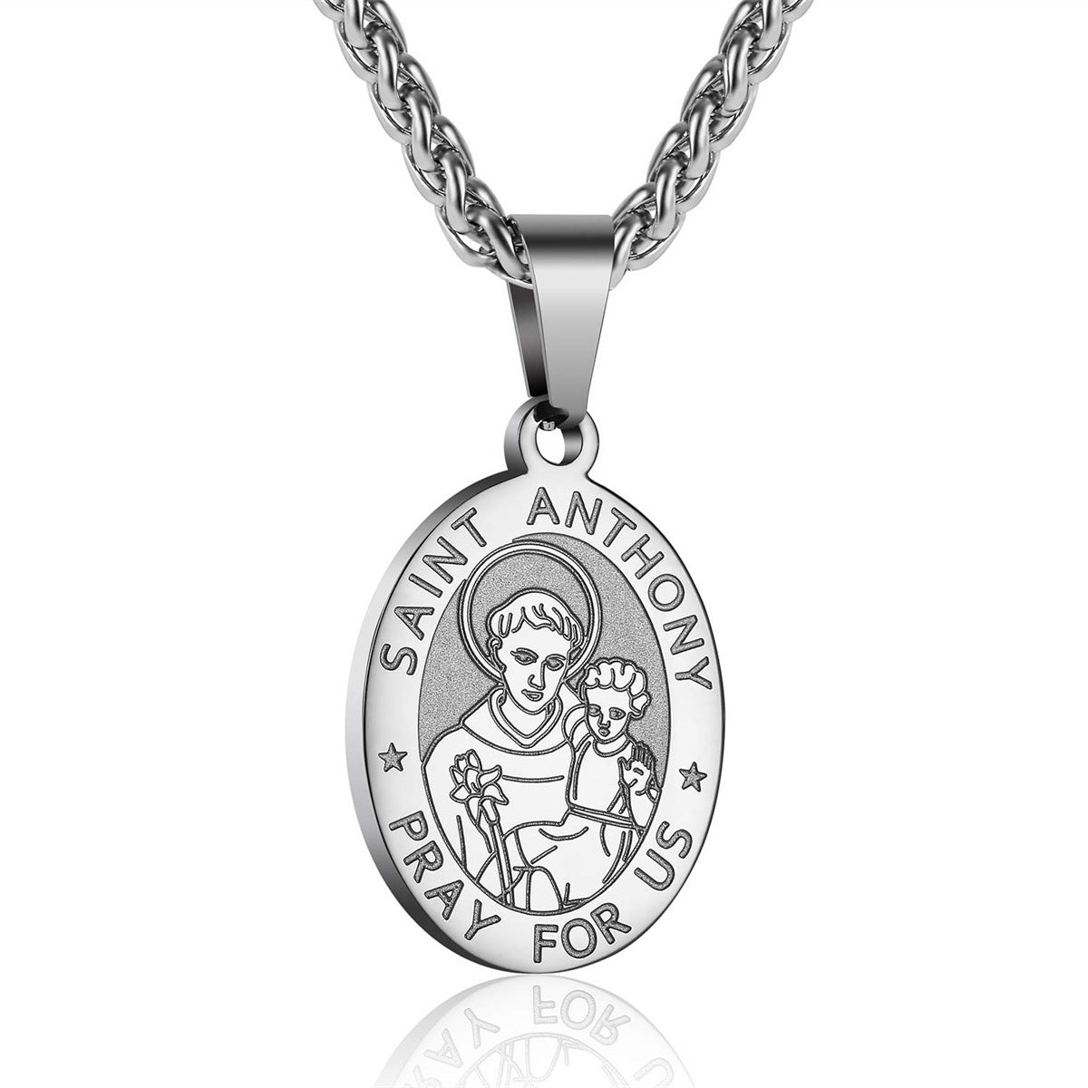 Unisex Stainless Steel Double-Sided Religious Saint Medal Pendant Necklace |   Vintage Virgin Mary & Saint Benedict Protection Amulet Jewelry