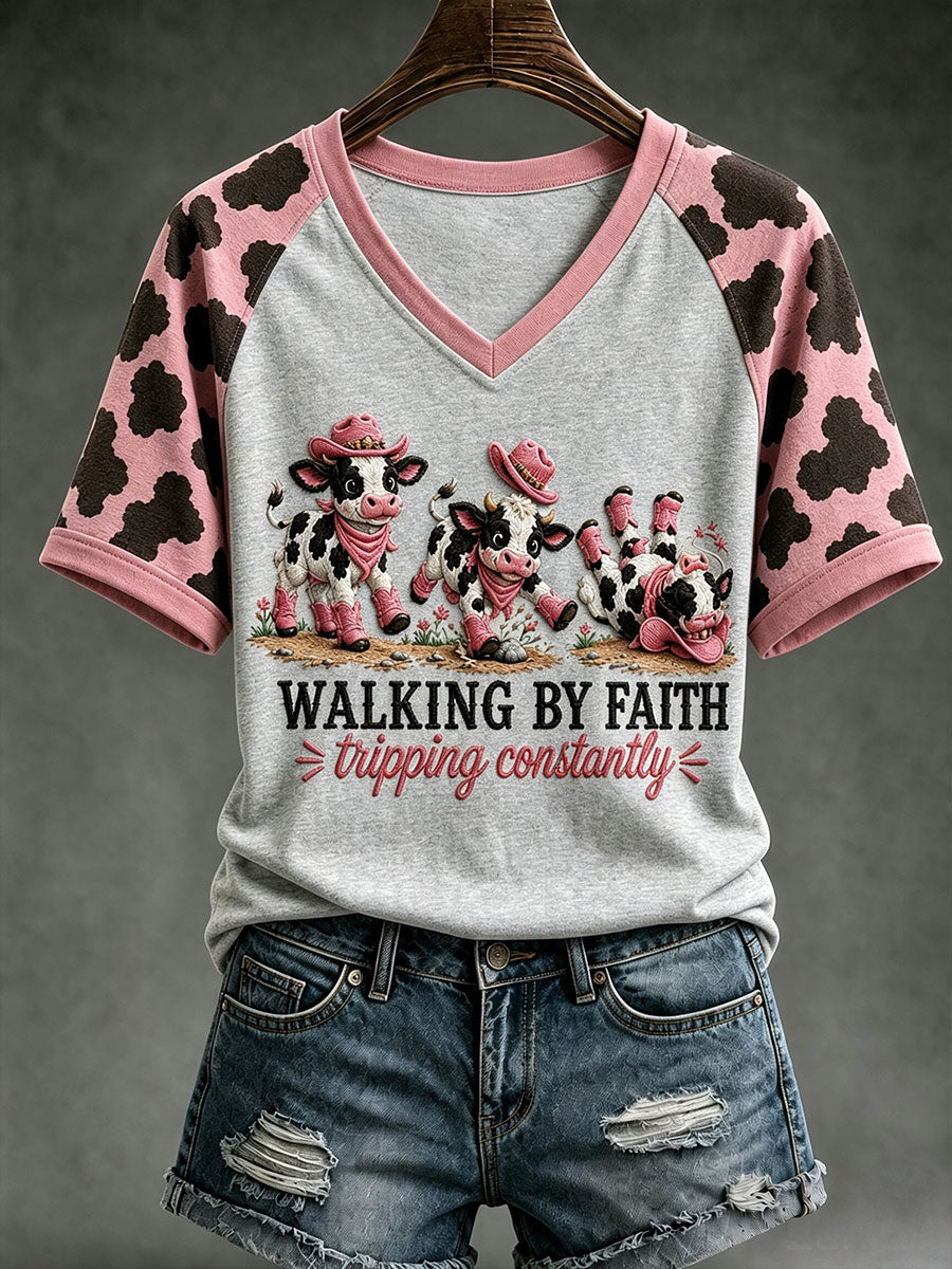 Women's Walking By Faith Tripping Contantly T-shirt