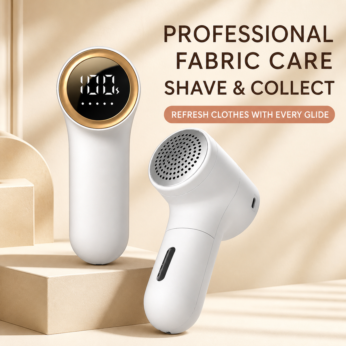 Rechargeable Dual-Head Fabric Shaver with LED Display