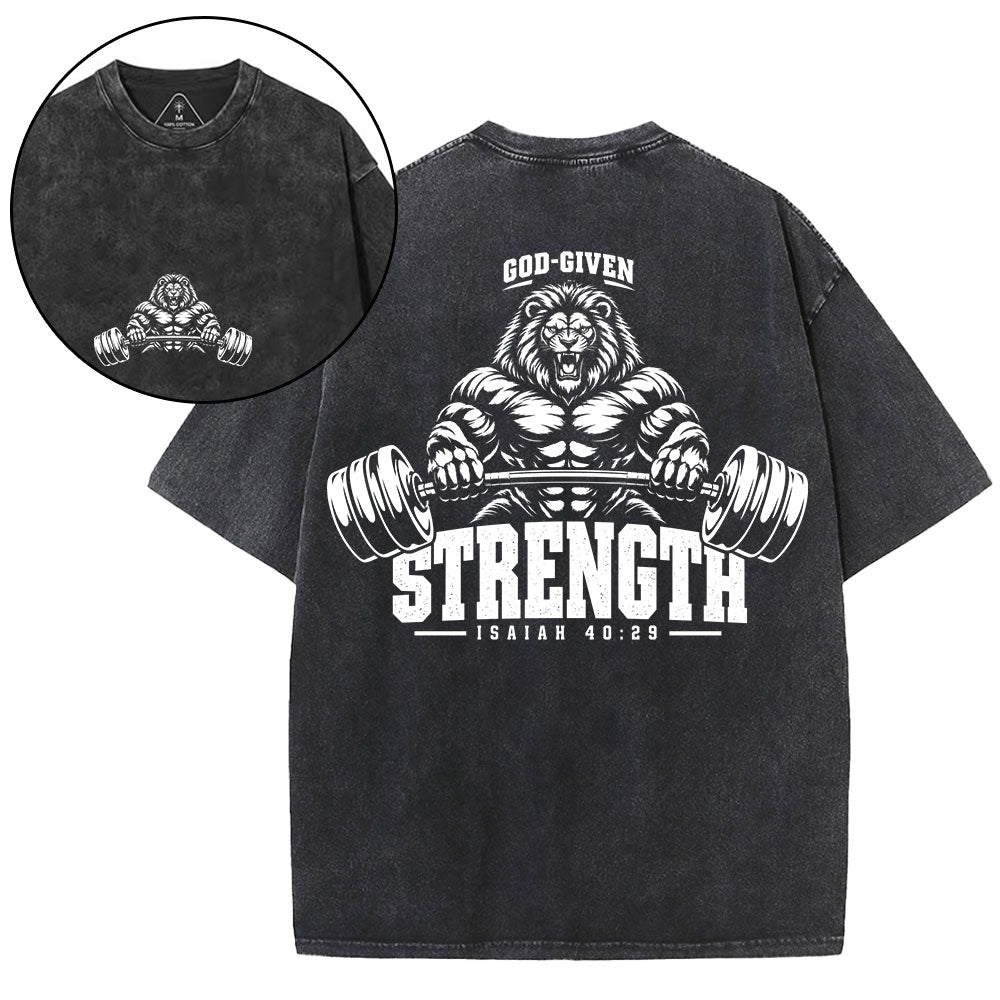 God-Given Strength Christian Washed T-Shirt