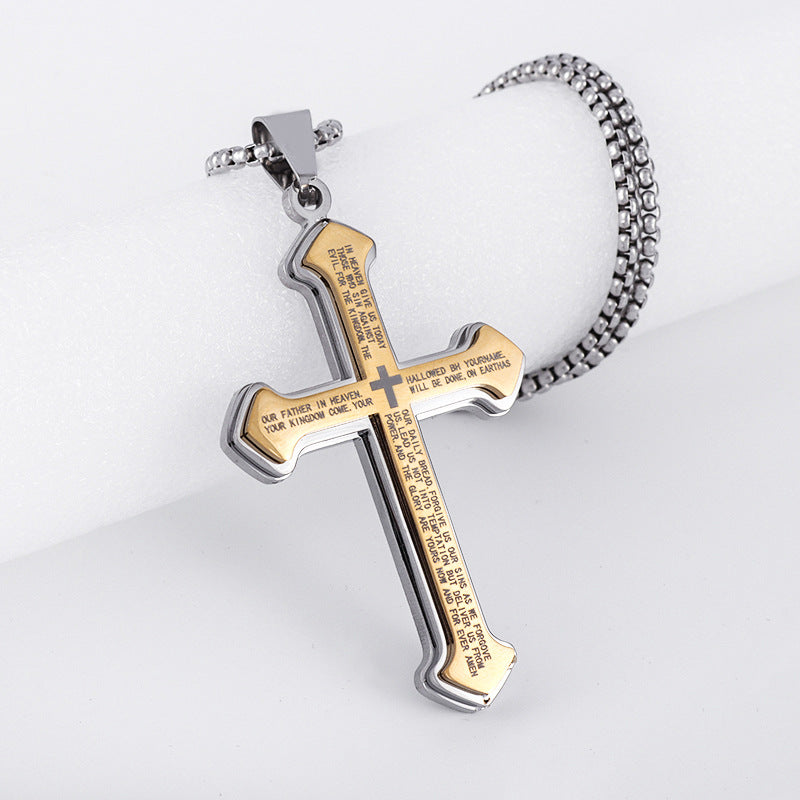 Stainless Steel Cross Pendant Necklace – Christian Faith Jewelry for Men & Women