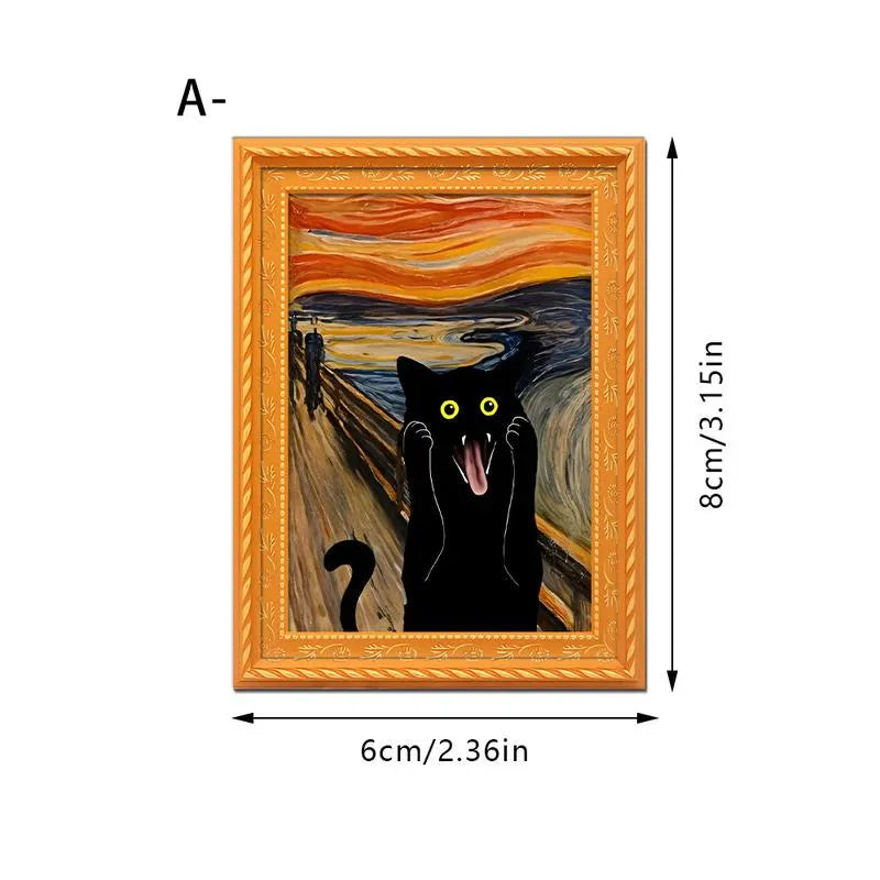 🔥Aimant de réfrigérateur chat drôle - Cadre d'art vintage