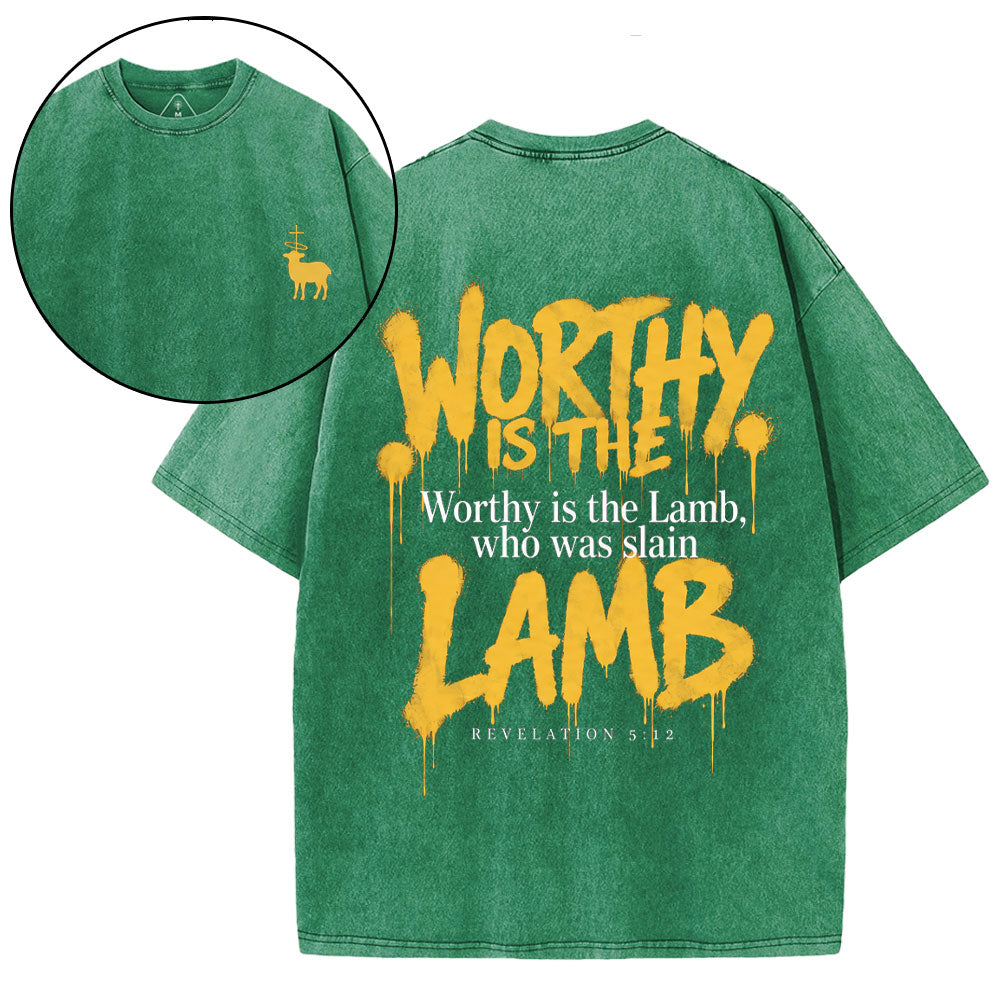 Worthy Is The Lamb Christian Washed T-Shirt