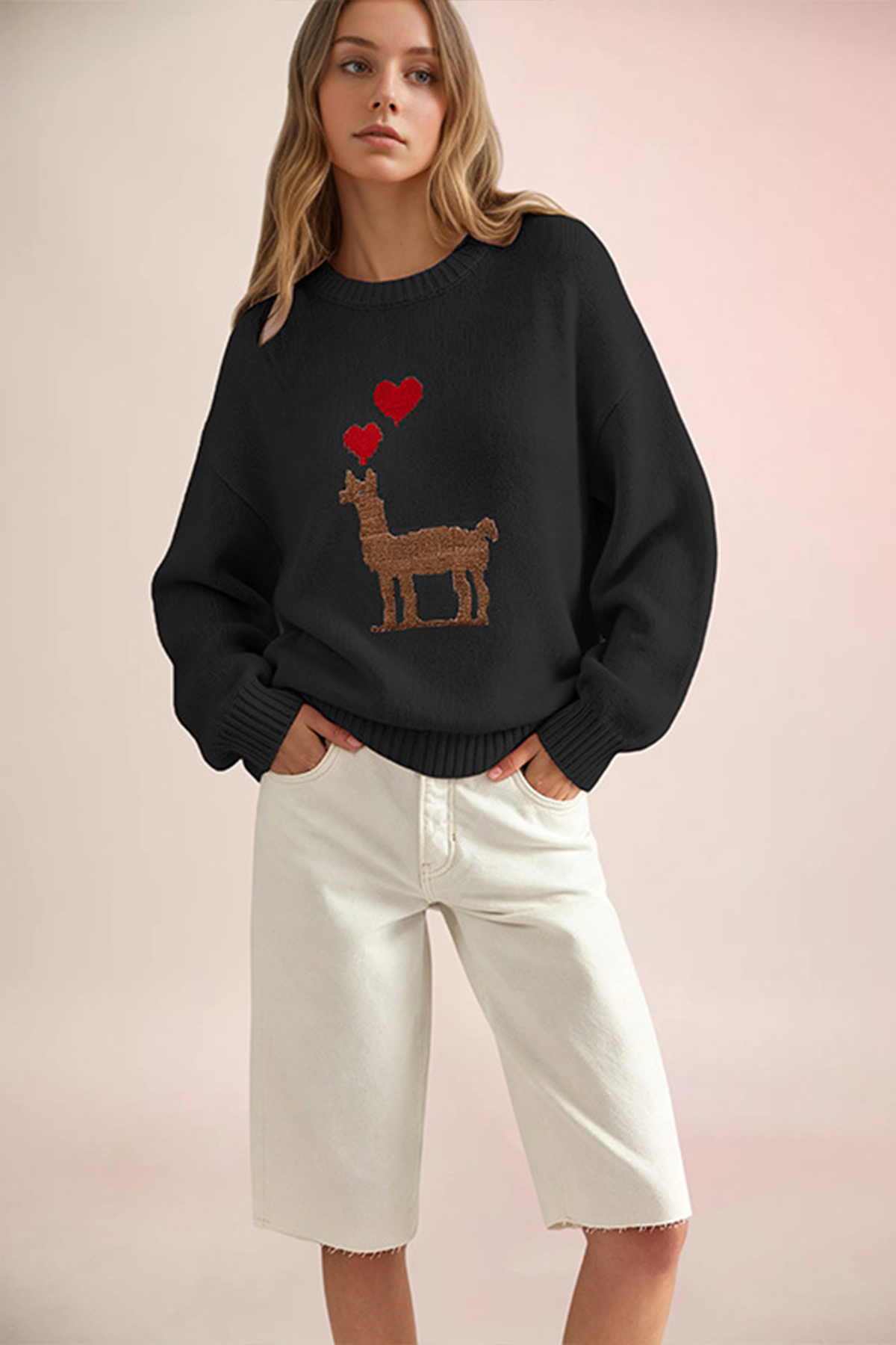 Women’s Deer Heart Knit Sweater