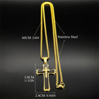 Men's 3-Layer Stainless Steel Cross Pendant Necklace | Modern Layered Hip-Hop Streetwear Jewelry with 24" Chain