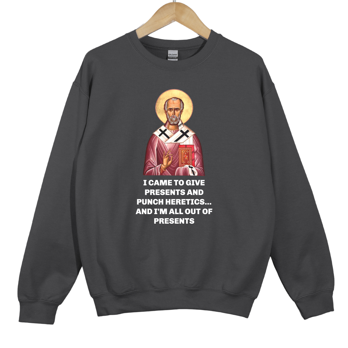 Saint Nicholas Funny Meme Print - Unisex Dark Sweatshirt