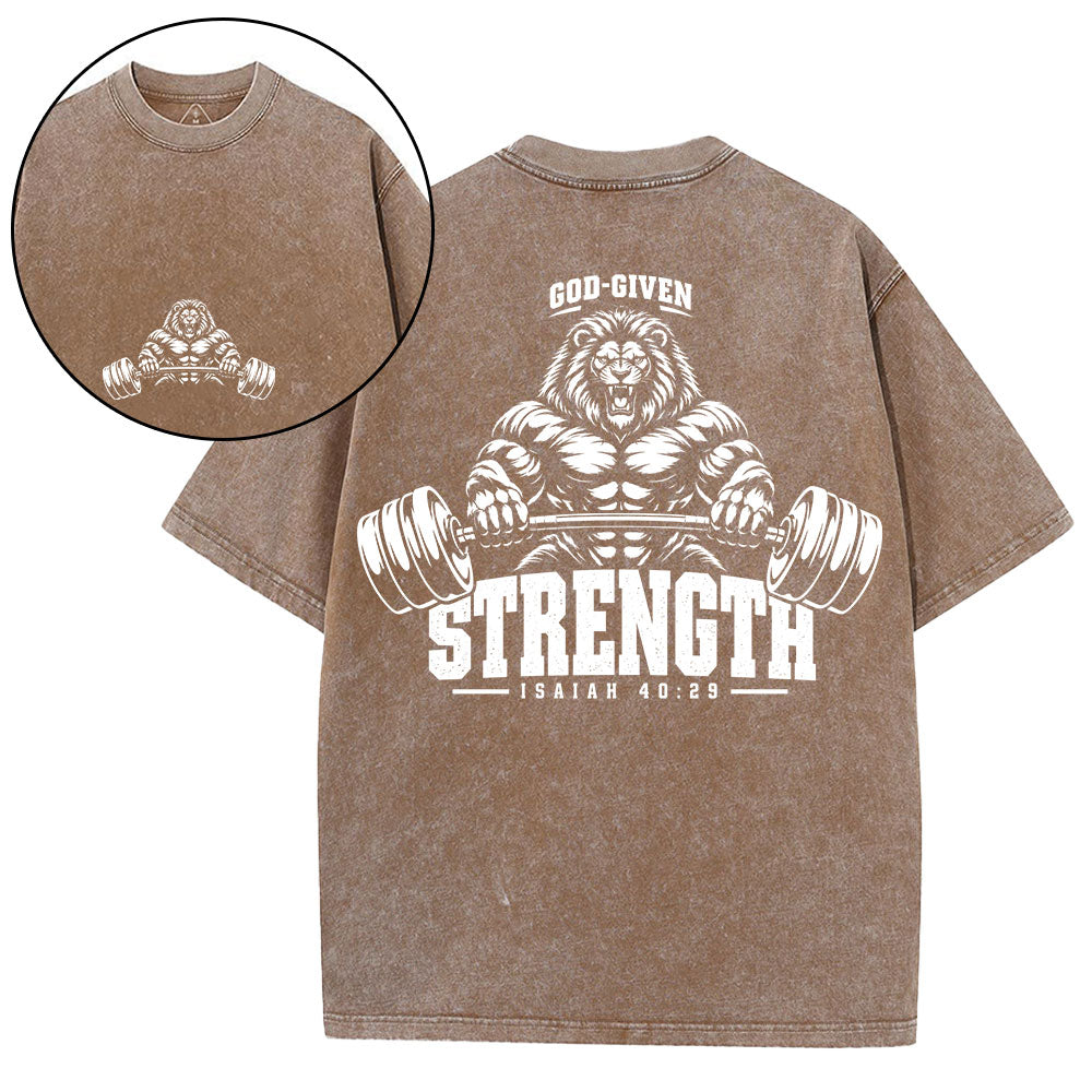 God-Given Strength Christian Washed T-Shirt