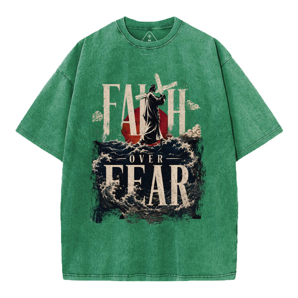 Faith Over Fear Christian Washed T-Shirt