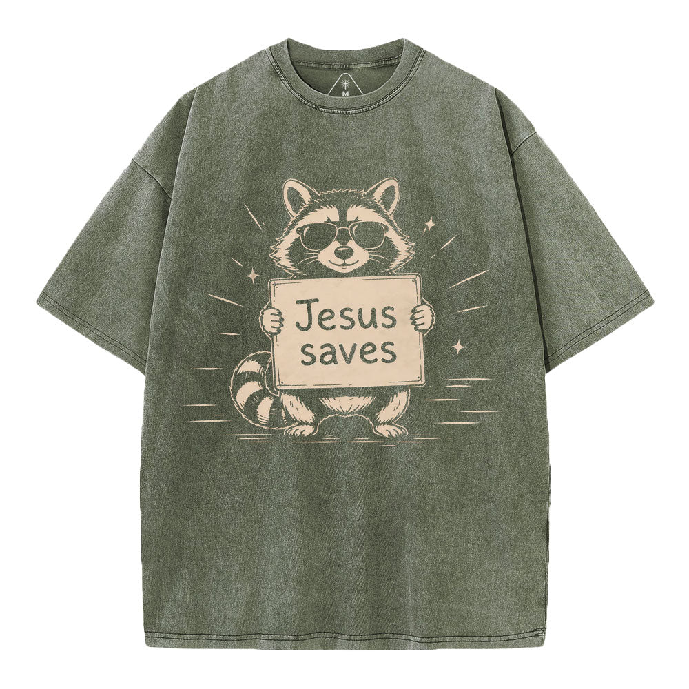 Jesus Saves Christian Washed T-Shirt
