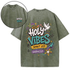 Holy Vibes Spirit Led Christian Washed T-Shirt