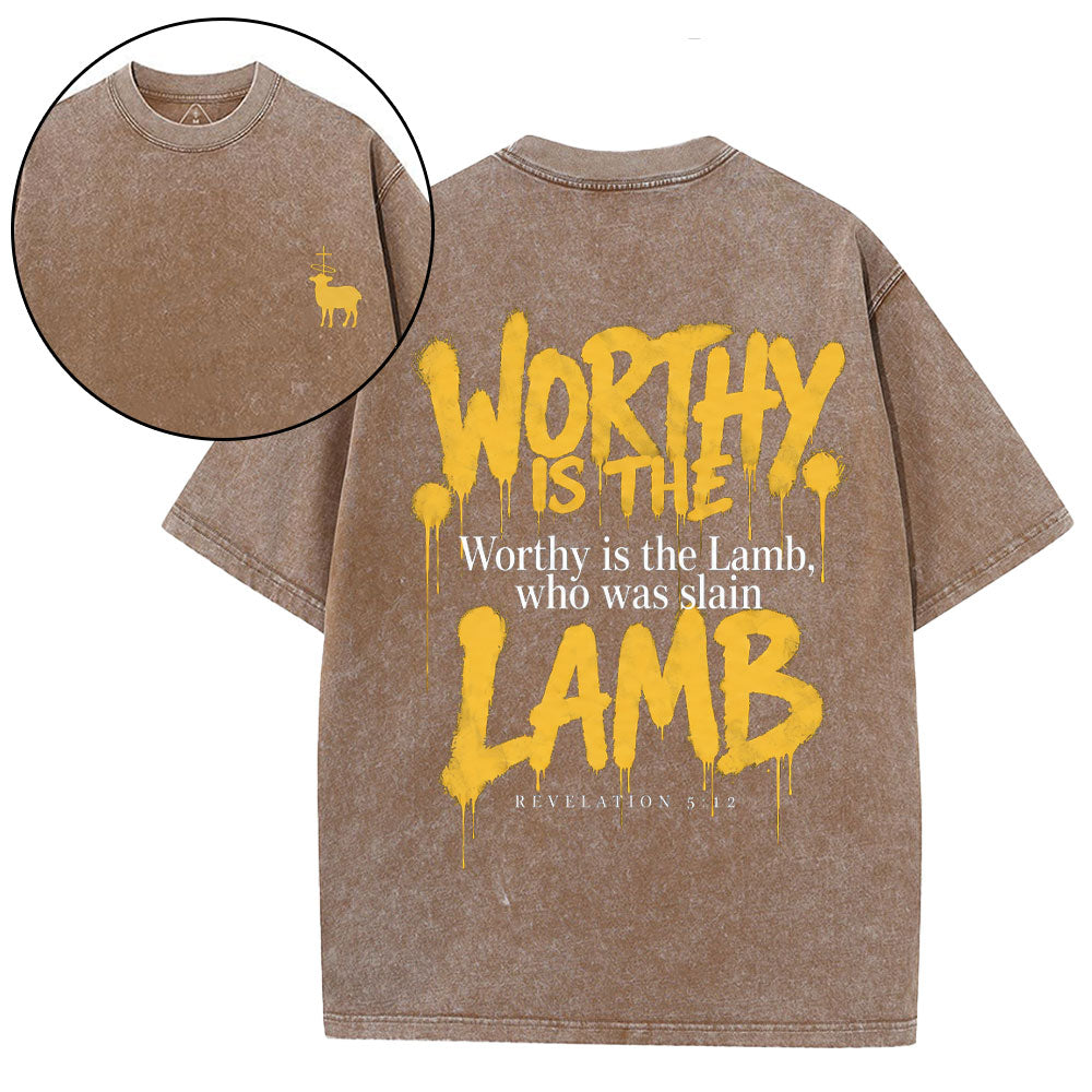 Worthy Is The Lamb Christian Washed T-Shirt