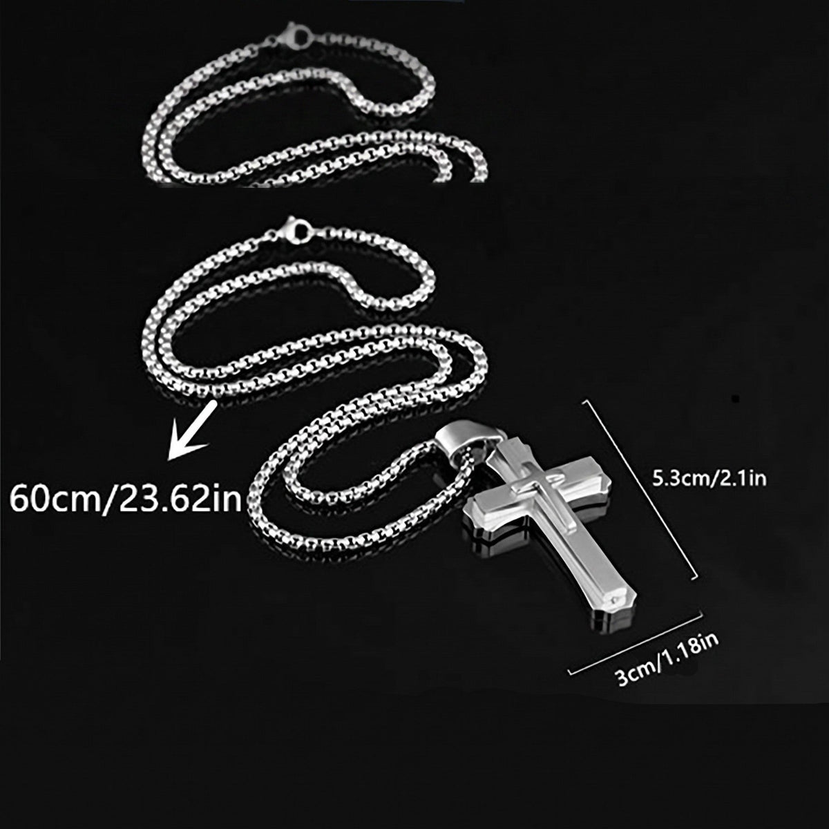 Men's Vintage 3-Layer Stainless Steel Cross Pendant Necklace | Classic Gothic Religious Jewelry for Men