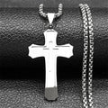 Men's 3-Layer Stainless Steel Cross Pendant Necklace | Modern Layered Hip-Hop Streetwear Jewelry with 24" Chain