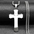 Men's 3-Layer Stainless Steel Cross Pendant Necklace | Modern Layered Hip-Hop Streetwear Jewelry with 24" Chain