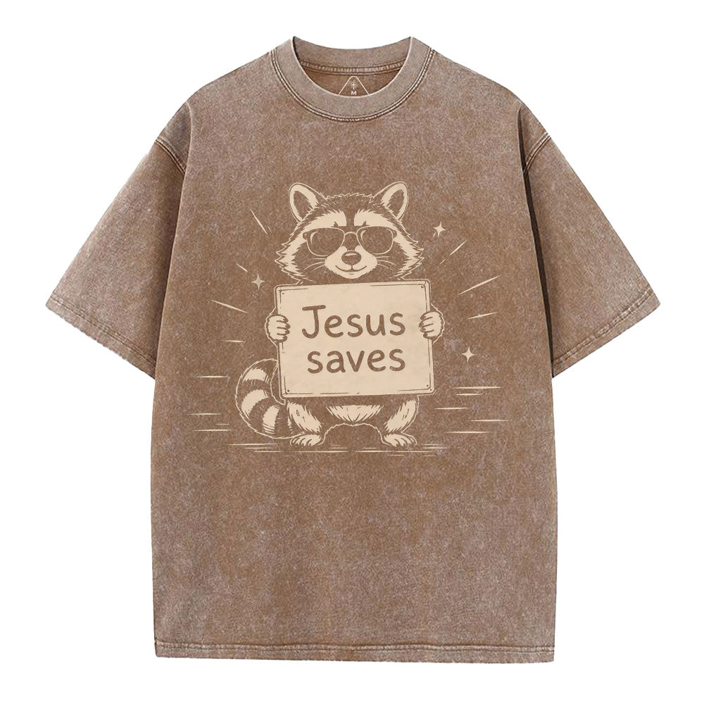 Jesus Saves Christian Washed T-Shirt