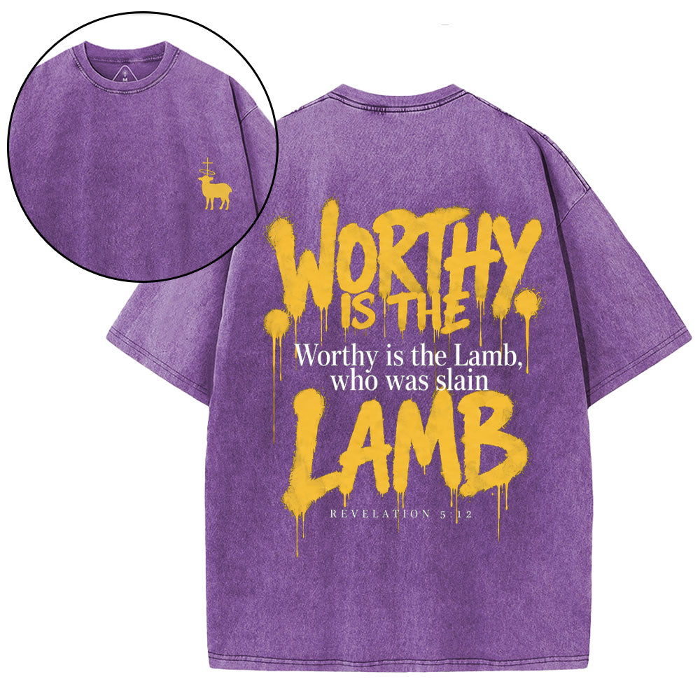 Worthy Is The Lamb Christian Washed T-Shirt