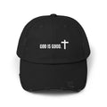 Cap - God is Good Quote - Unisex Distressed Cap