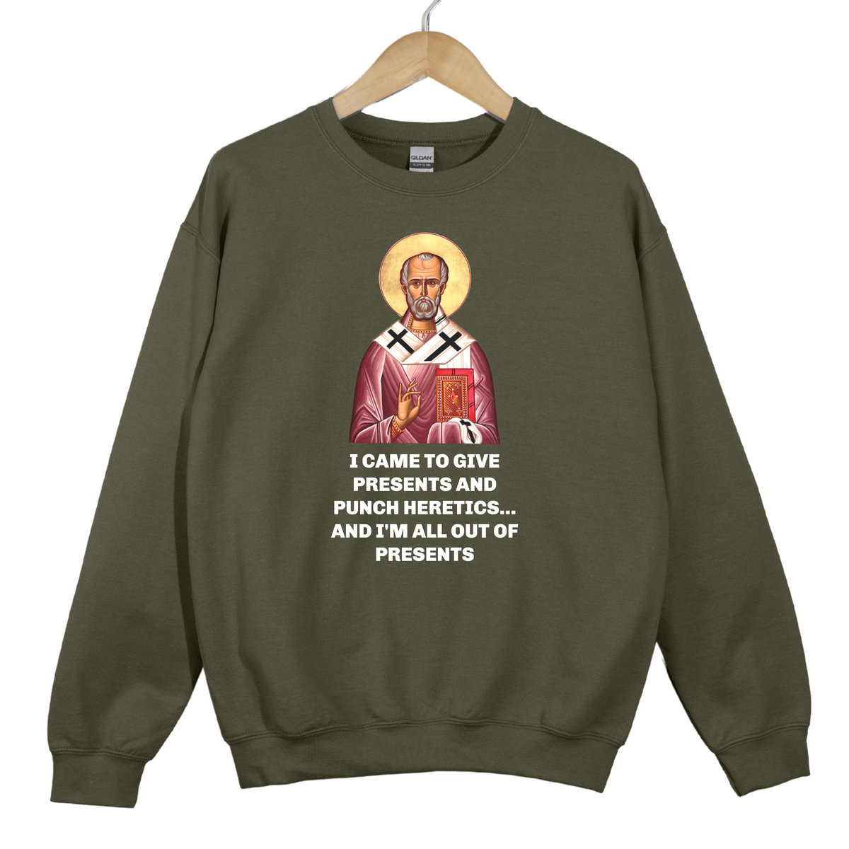 Saint Nicholas Funny Meme Print - Unisex Dark Sweatshirt