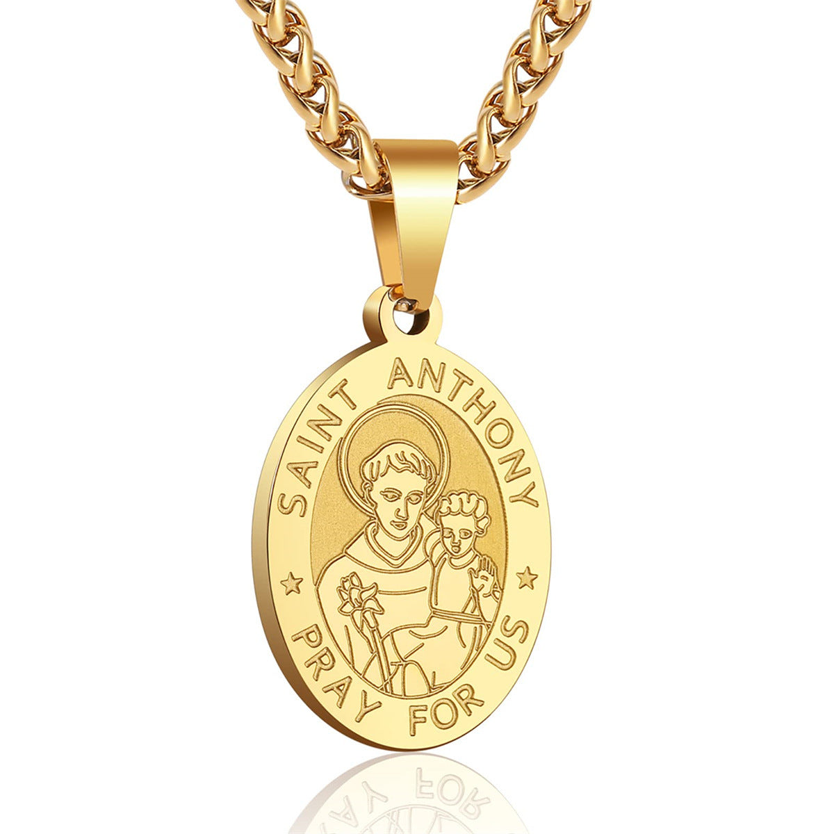 Unisex Stainless Steel Double-Sided Religious Saint Medal Pendant Necklace |   Vintage Virgin Mary & Saint Benedict Protection Amulet Jewelry