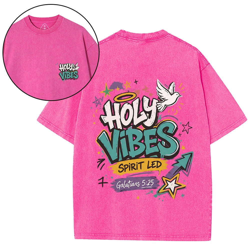 Holy Vibes Spirit Led Christian Washed T-Shirt