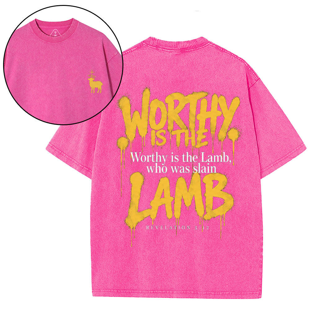 Worthy Is The Lamb Christian Washed T-Shirt