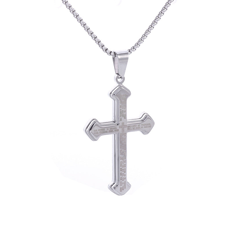 Stainless Steel Cross Pendant Necklace – Christian Faith Jewelry for Men & Women