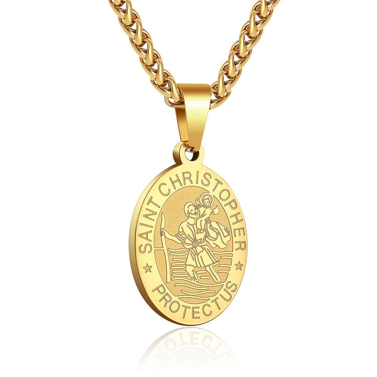 Unisex Stainless Steel Double-Sided Religious Saint Medal Pendant Necklace |   Vintage Virgin Mary & Saint Benedict Protection Amulet Jewelry