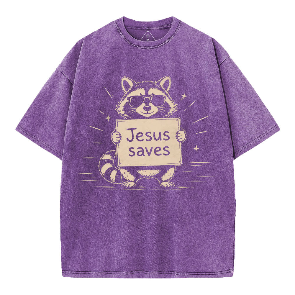 Jesus Saves Christian Washed T-Shirt