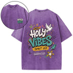 Holy Vibes Spirit Led Christian Washed T-Shirt