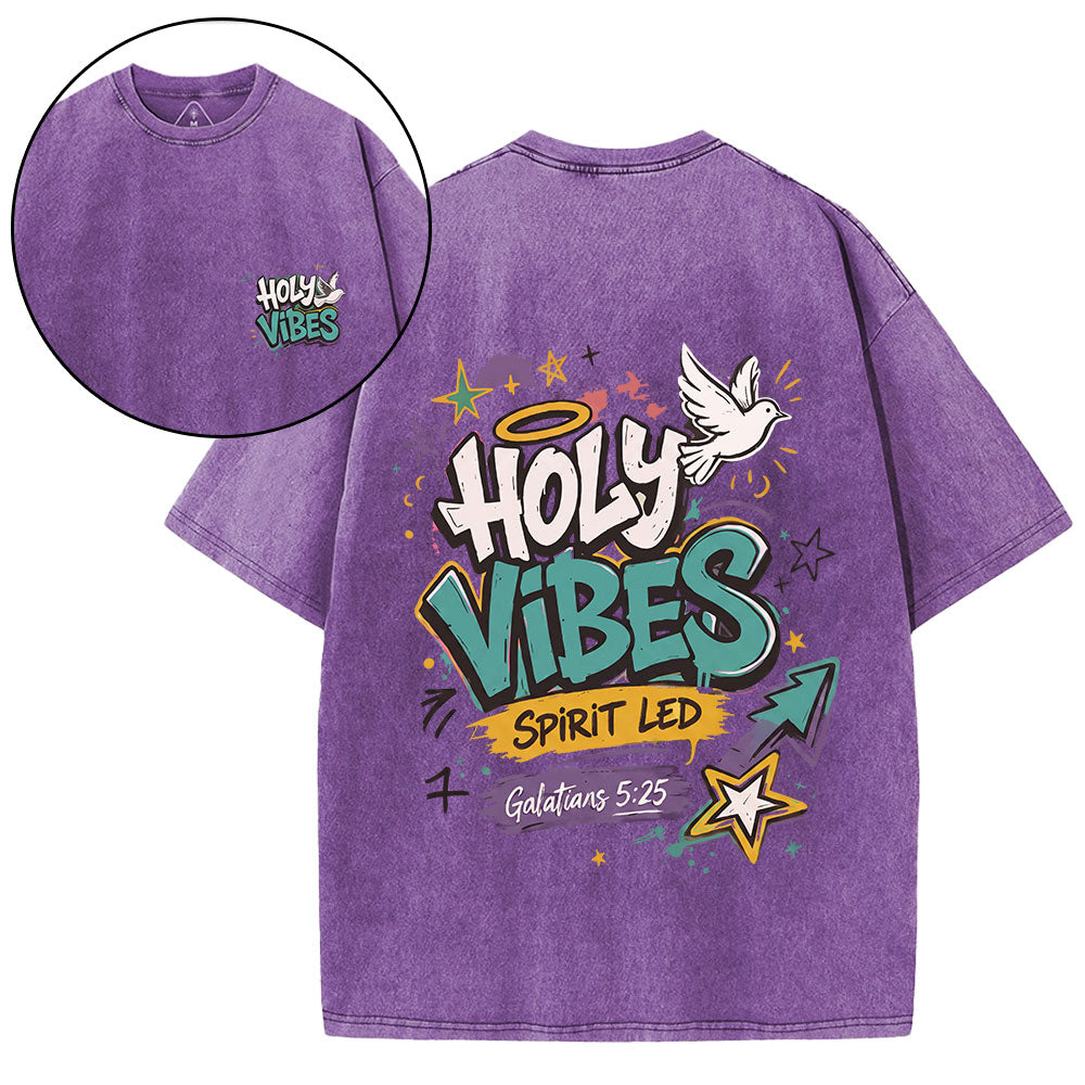 Holy Vibes Spirit Led Christian Washed T-Shirt