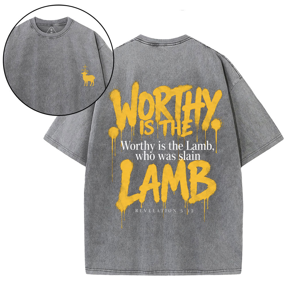 Worthy Is The Lamb Christian Washed T-Shirt