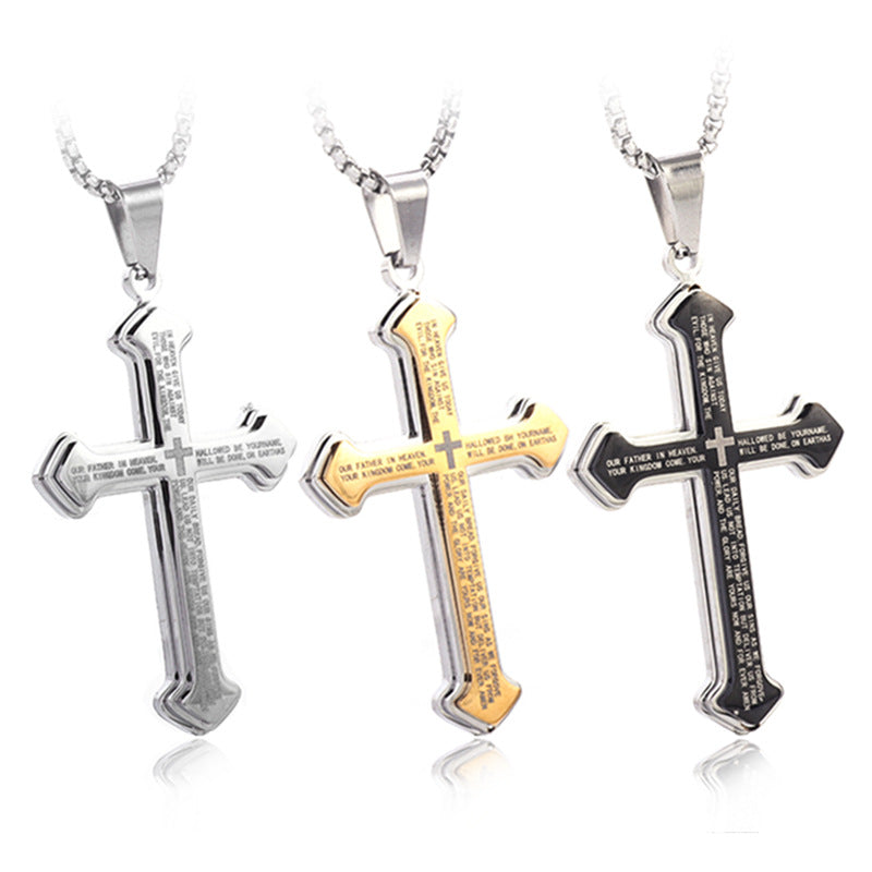 Stainless Steel Cross Pendant Necklace – Christian Faith Jewelry for Men & Women