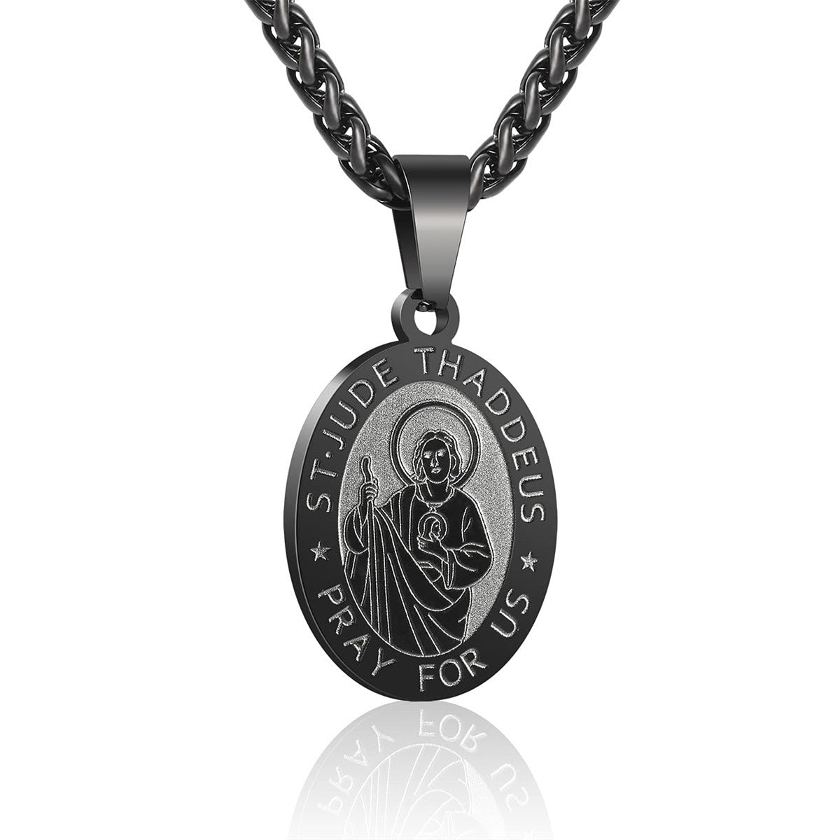 Unisex Stainless Steel Double-Sided Religious Saint Medal Pendant Necklace |   Vintage Virgin Mary & Saint Benedict Protection Amulet Jewelry