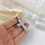 Men's Vintage 3-Layer Stainless Steel Cross Pendant Necklace | Classic Gothic Religious Jewelry for Men