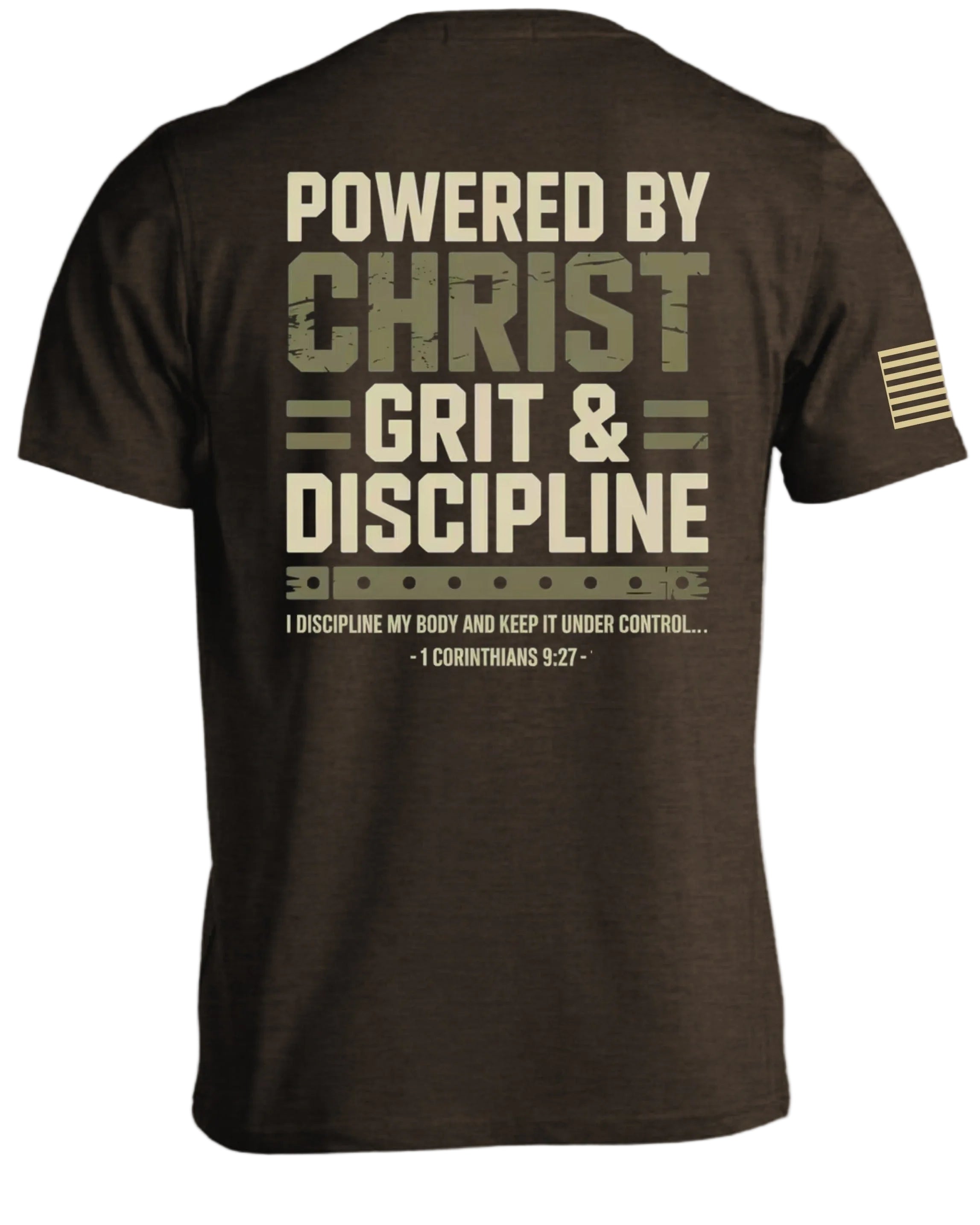 T-Shirt: Angetrieben durch Christus, Biss & Disziplin