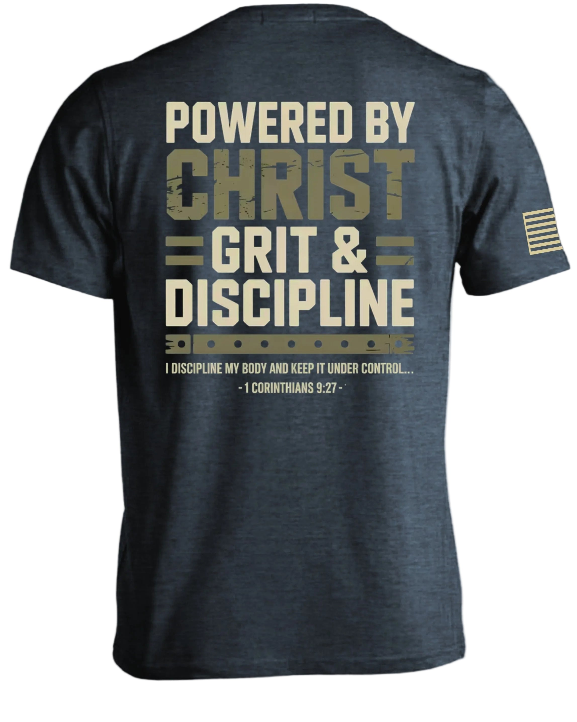 T-Shirt: Angetrieben durch Christus, Biss & Disziplin