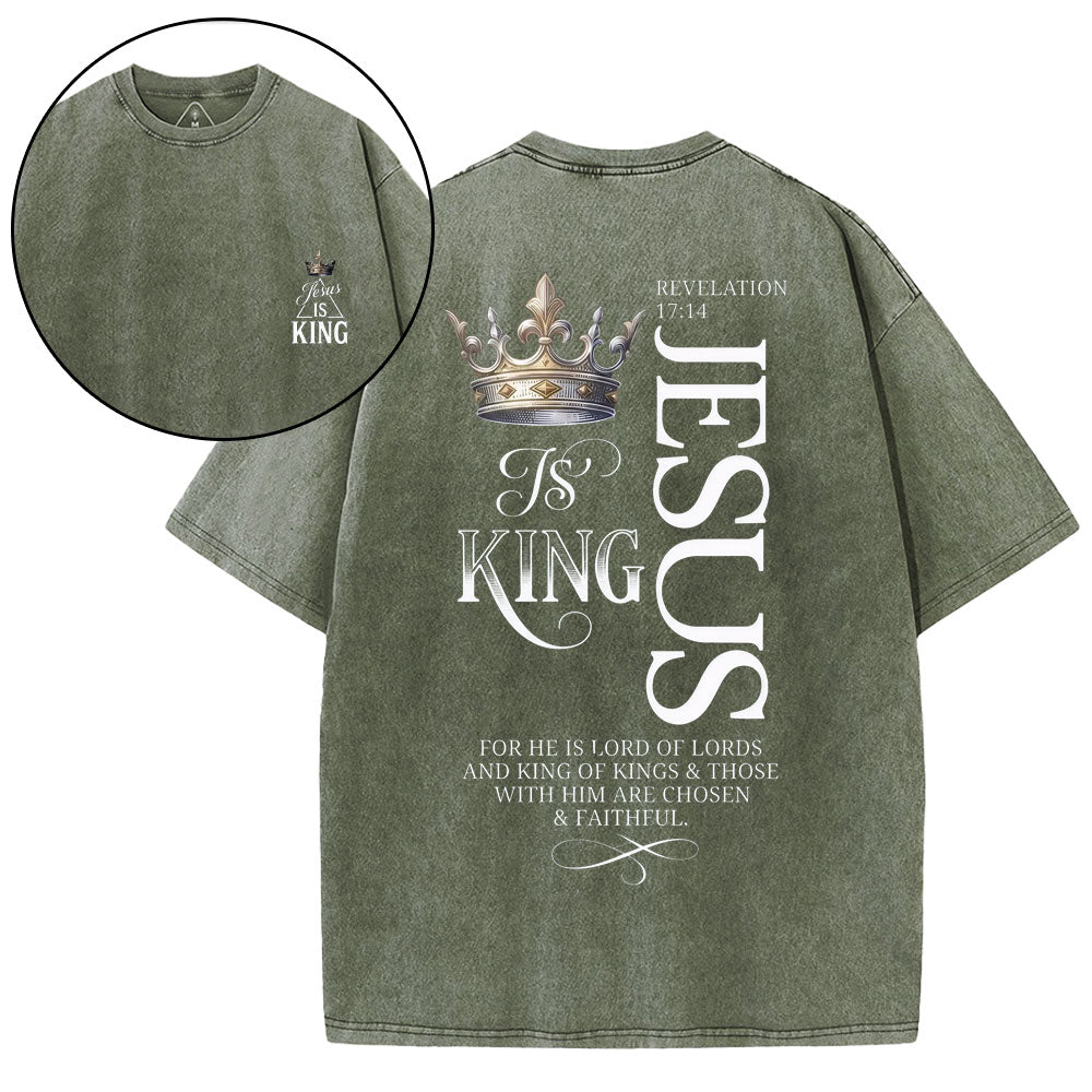 Jesus Is King Christian Washed T-Shirt