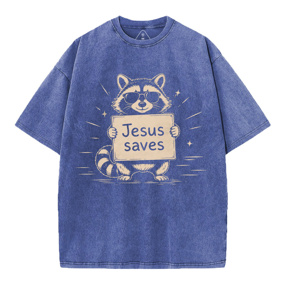 Jesus Saves Christian Washed T-Shirt