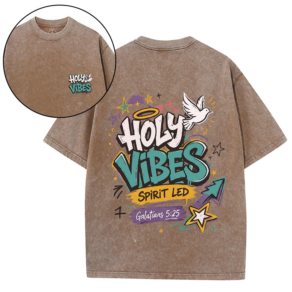 Holy Vibes Spirit Led Christian Washed T-Shirt